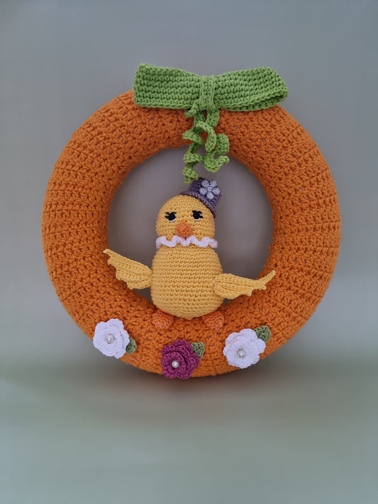 Lente kuiken in krans